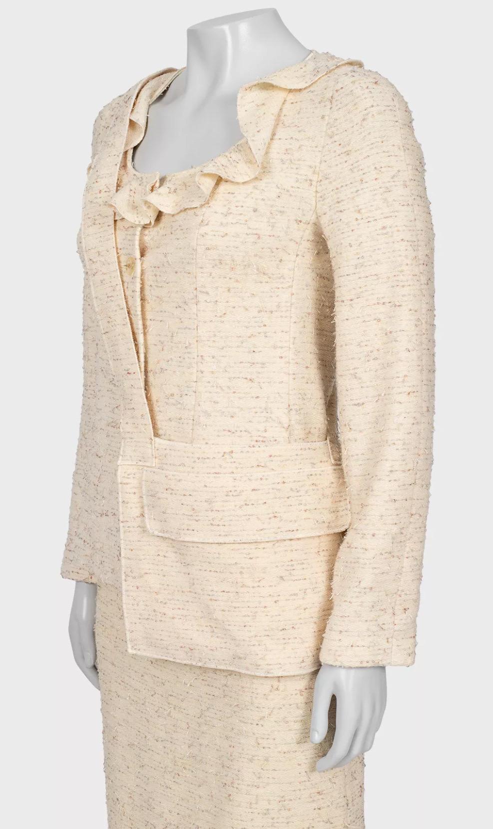 Chanel 1999/2000 - Mary Quant - tailleur en tweed ivoire - Taille 36 en vente 2