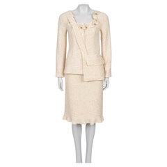 Abito Chanel 1999/2000 Mary Quant in tweed avorio - Taglia 36