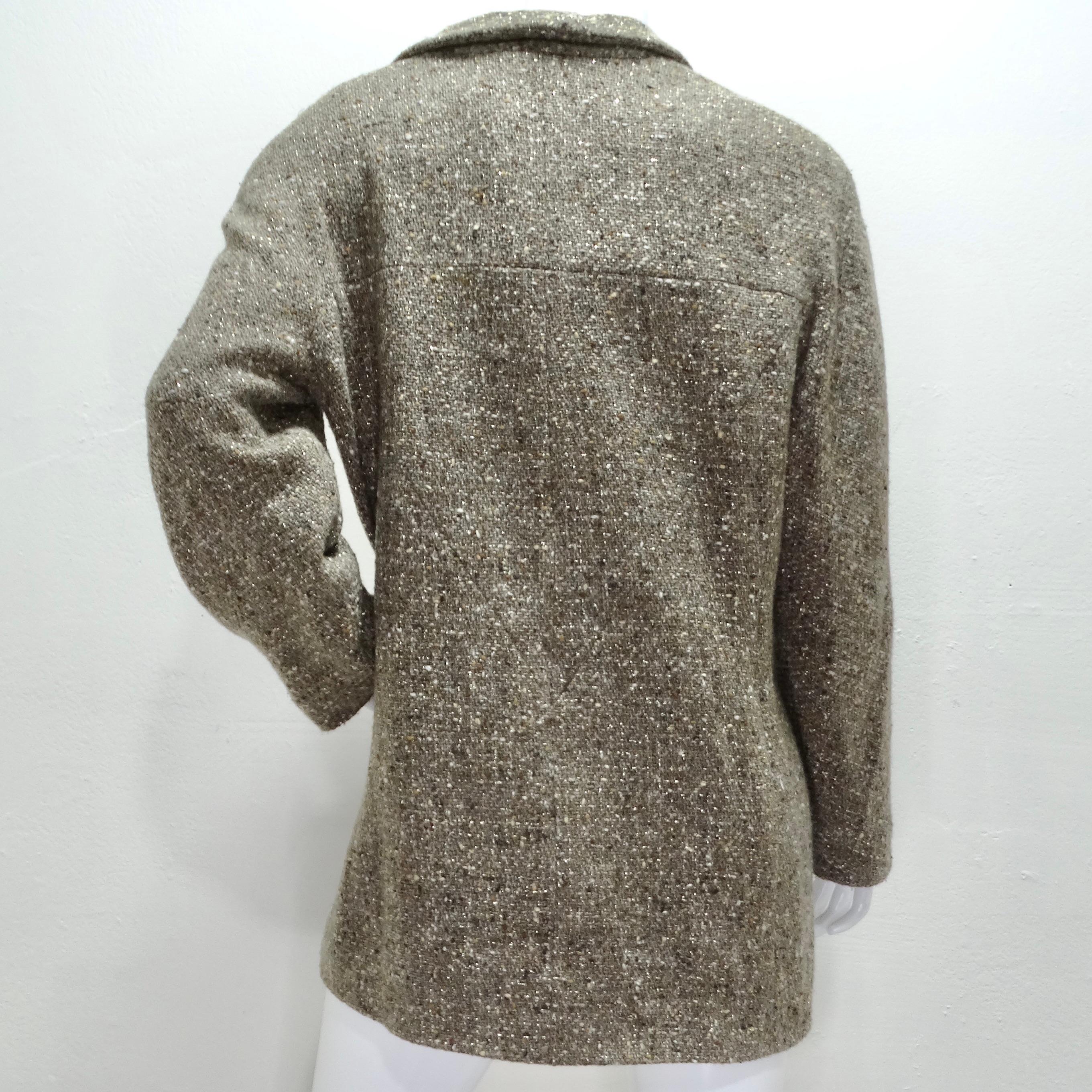Chanel 1999 Brown Tweed Blazer For Sale 2