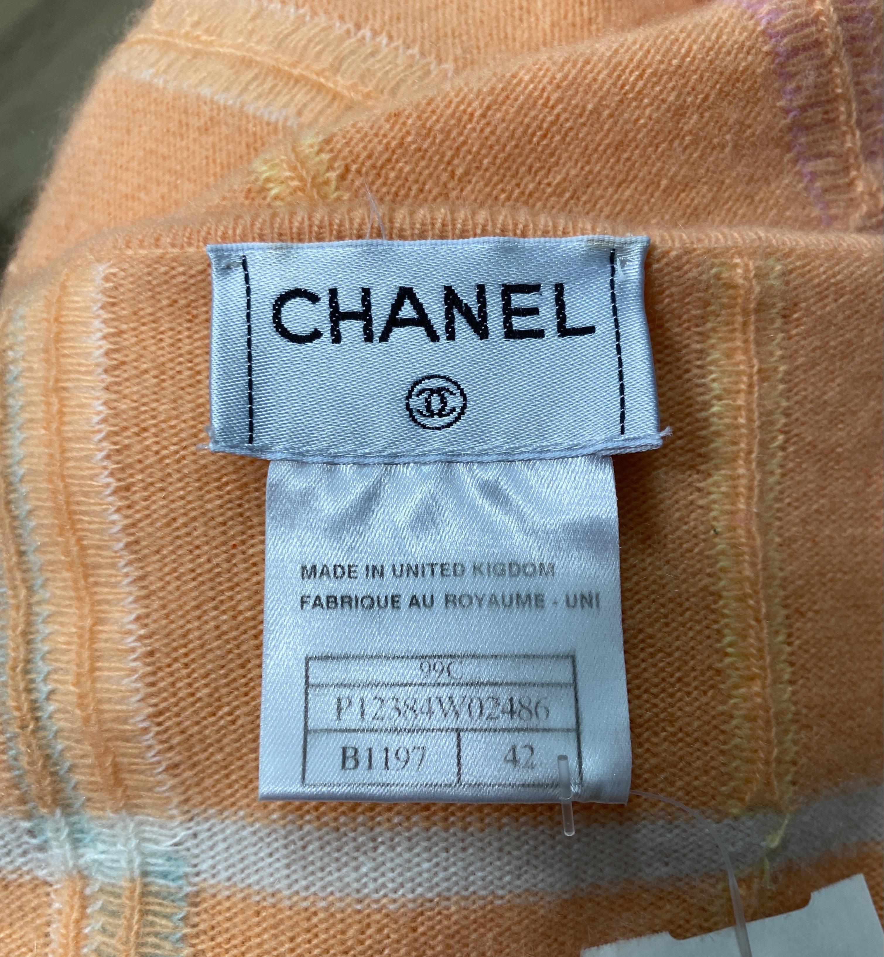 Chanel 1999 Cruise Collection Melon and Pastel Cashmere Sweater Set-Size 42 8
