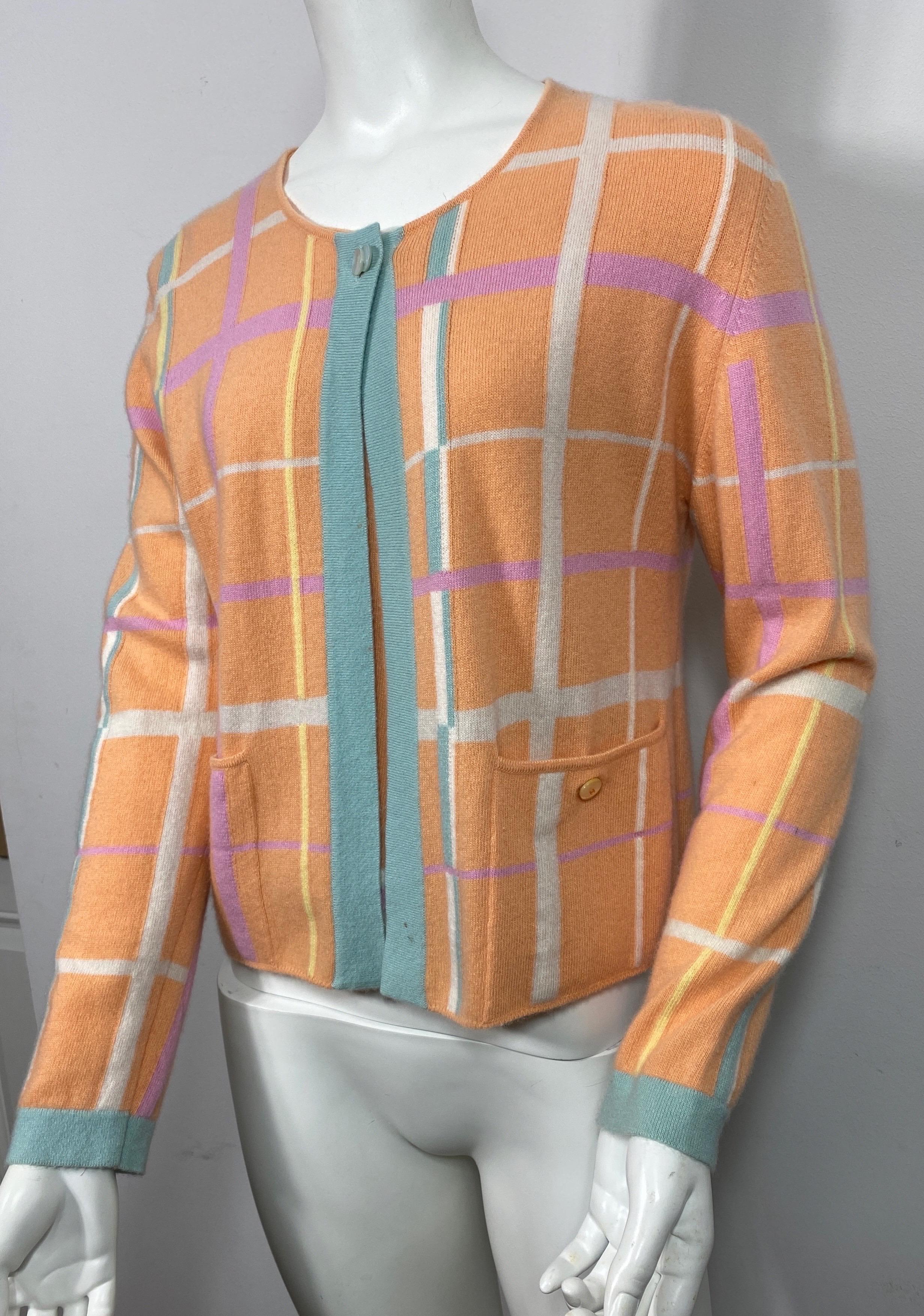 Women's or Men's Chanel 1999 Cruise Collection Melon and Pastel Cashmere Sweater Set-Size 42