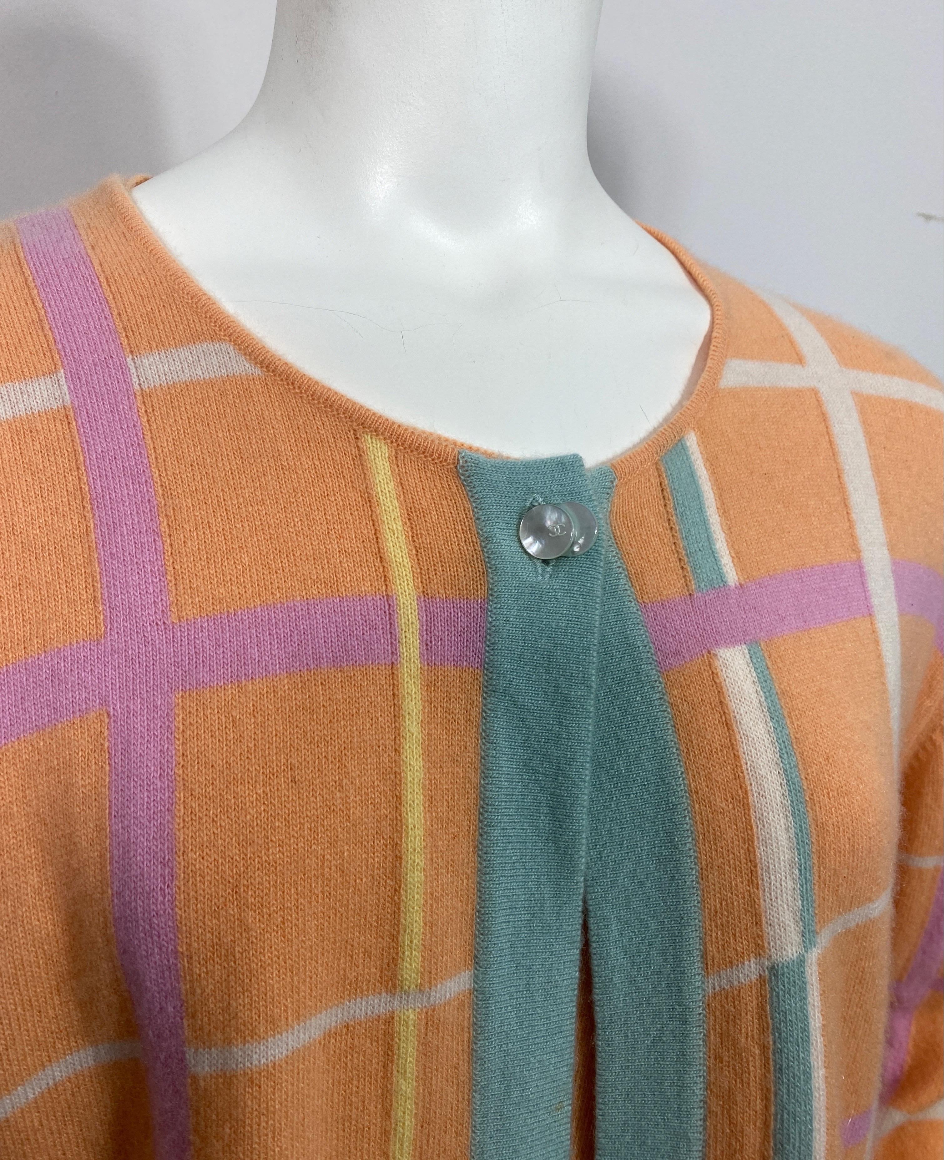 Chanel 1999 Cruise Collection Melon and Pastel Cashmere Sweater Set-Size 42 2