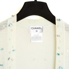 Chanel 1999 Gilet long Veste FR40 Precious Green Blue Long Cardigan UK12 US8