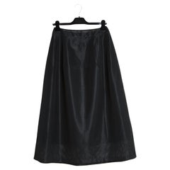 Chanel 1999 Jupe Cloche Long FR38 Maxi Black Transparent Pique Skirt UK10 US6