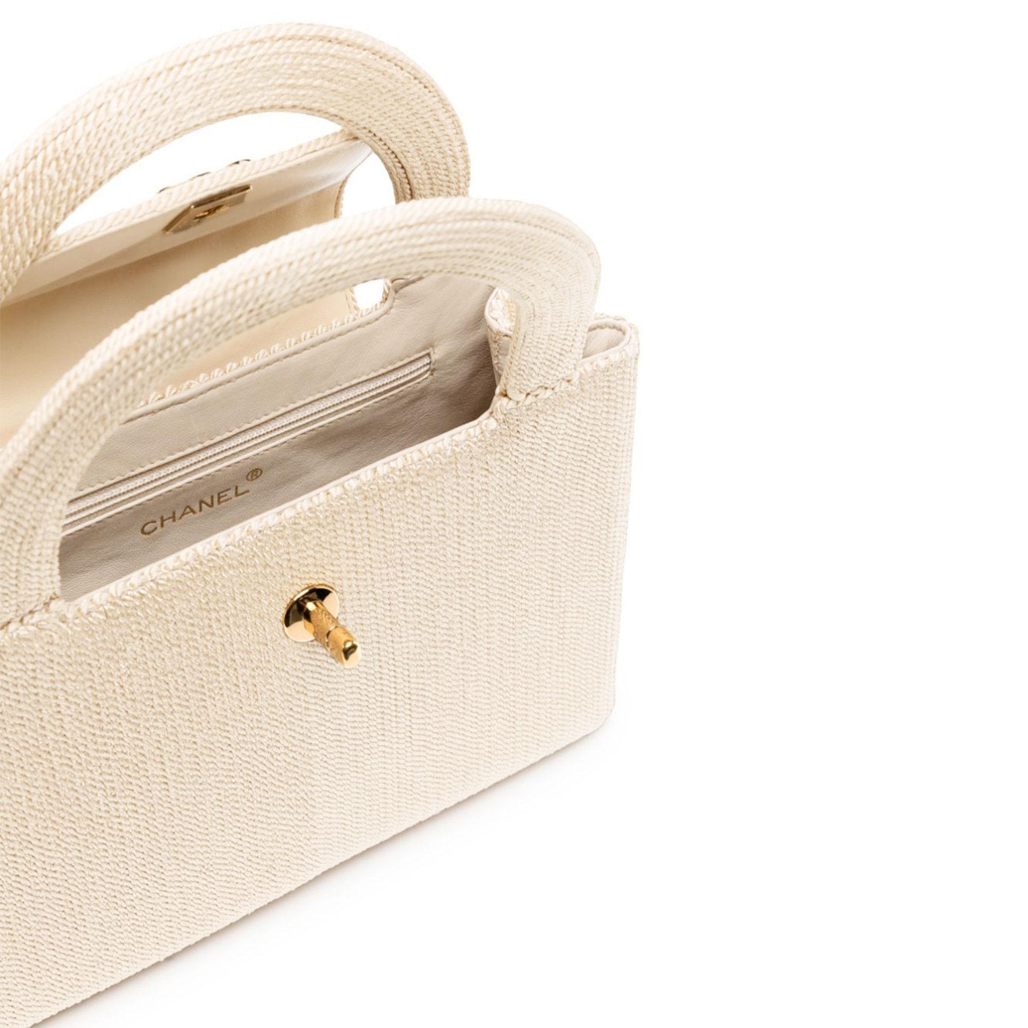 Chanel sac Kelly vintage rare beige clair en soie tissée à poignée supérieure moyenne, 1999 en vente 2