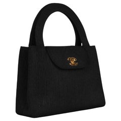 Chanel 1999 Vintage Rare soie tissée Medium Top Handle Kelly Bag