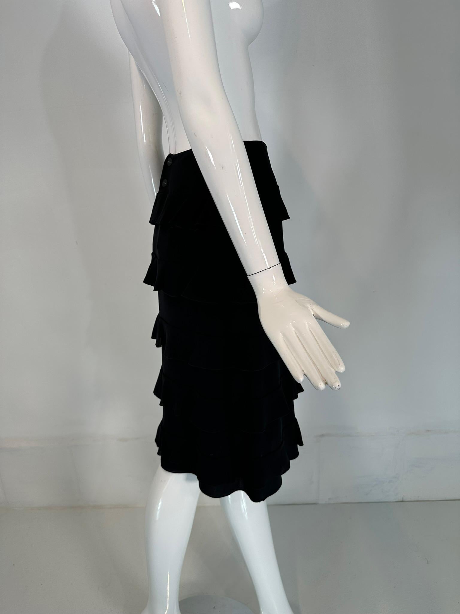 Chanel 1999a Black Silk Tiered Ruffle Skirt 36 For Sale 6