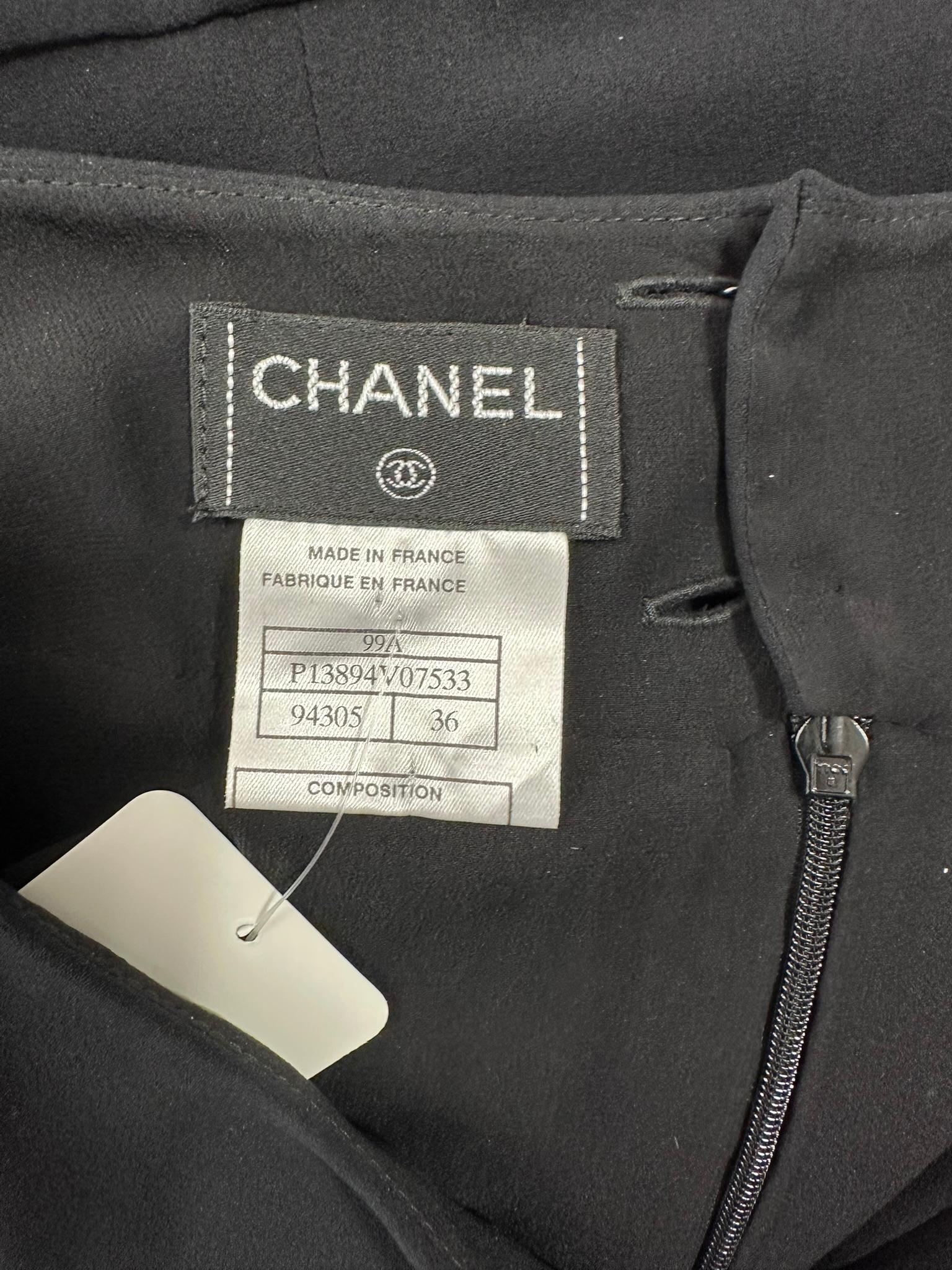 Chanel 1999a Black Silk Tiered Ruffle Skirt 36 For Sale 10