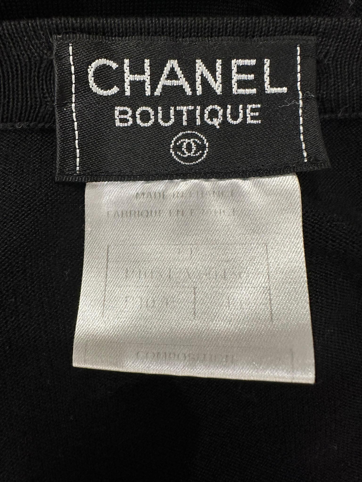 Chanel 199C Black & White 100% Cotton Stripe Twin Set Cardigan & Sweater 40 For Sale 7