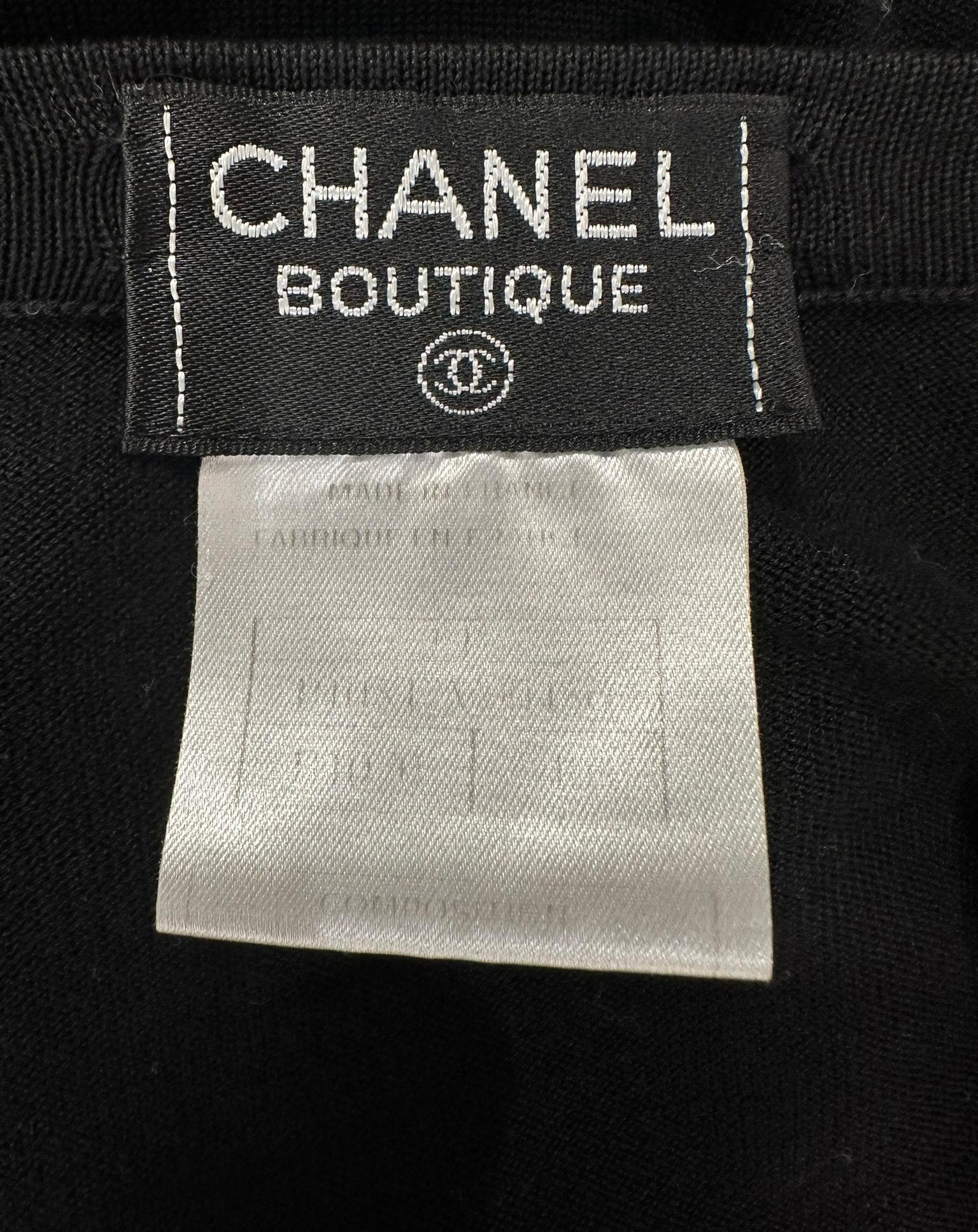 Chanel 199C Black & White 100% Cotton Stripe Twin Set Cardigan & Sweater 40 For Sale 8