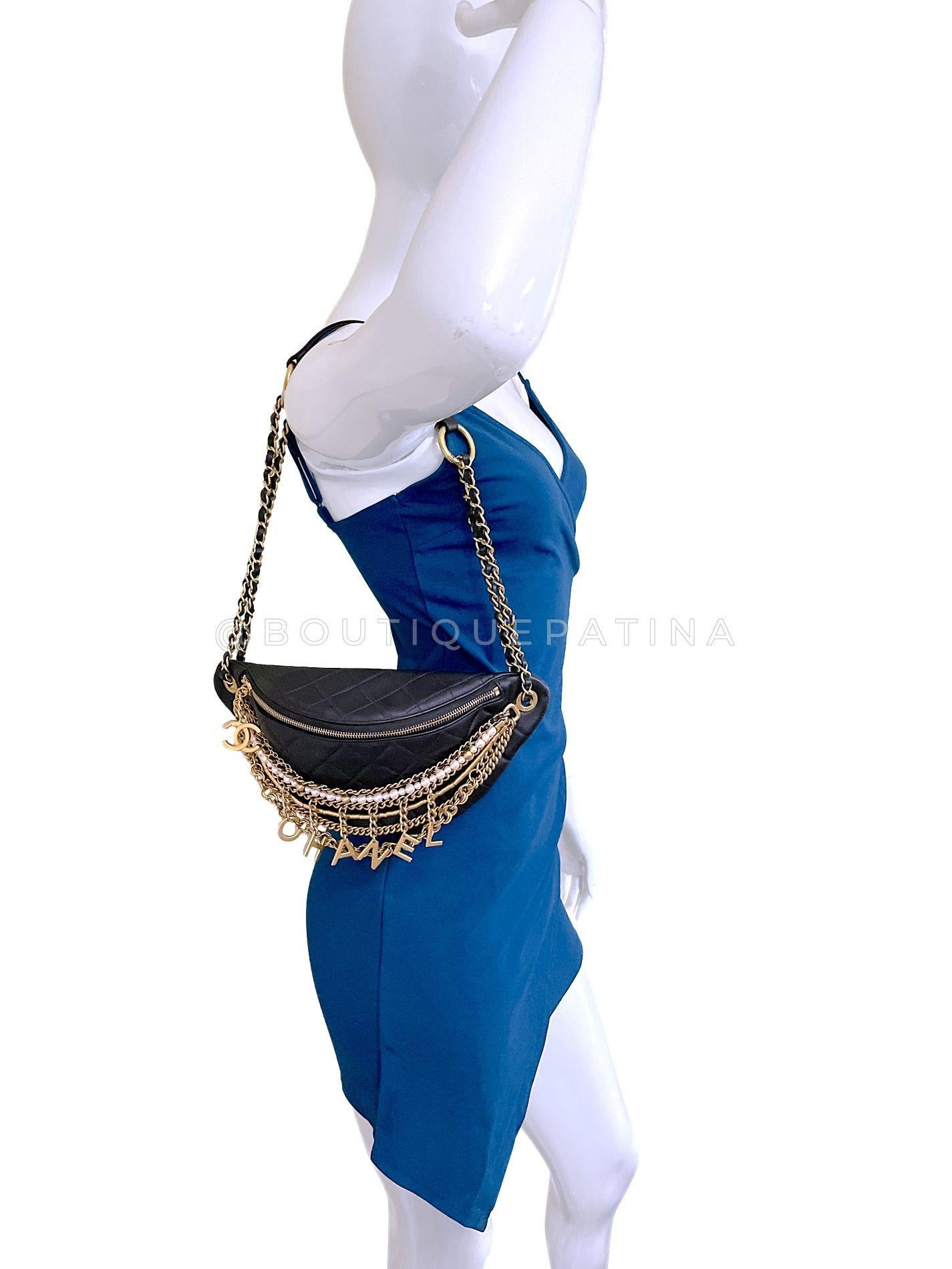 Chanel 19A Nero All About Chains Perla Marsupio GHW Egitto 67635 in vendita 8