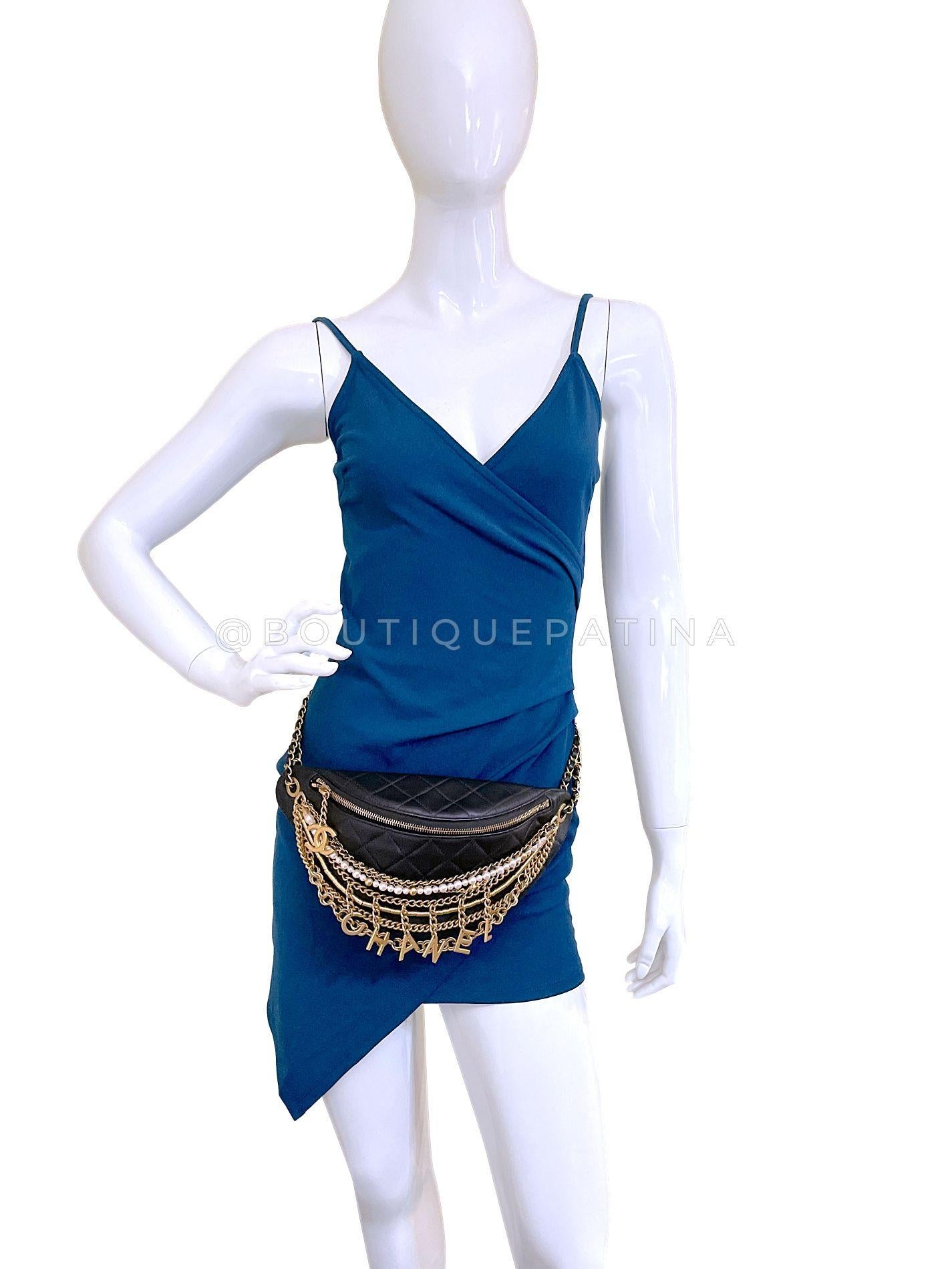 Chanel 19A Nero All About Chains Perla Marsupio GHW Egitto 67635 in vendita 9