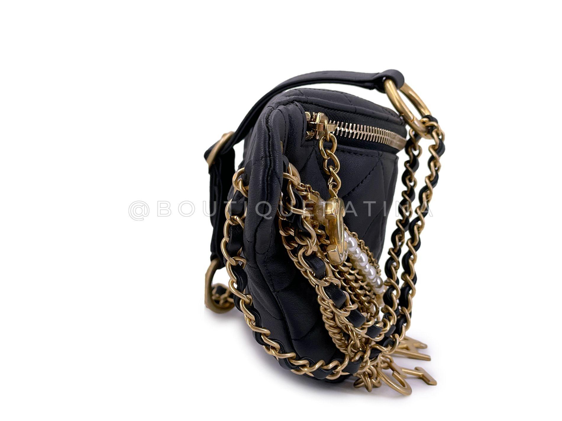 Chanel 19A Nero All About Chains Perla Marsupio GHW Egitto 67635 In condizioni ottime in vendita a Costa Mesa, CA