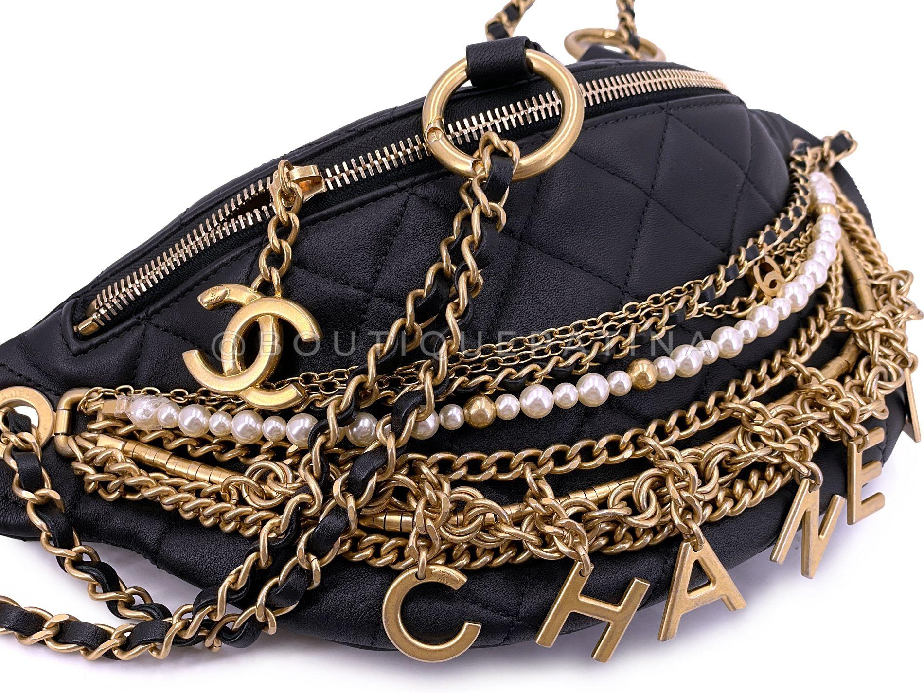 Chanel 19A Nero All About Chains Perla Marsupio GHW Egitto 67635 in vendita 3
