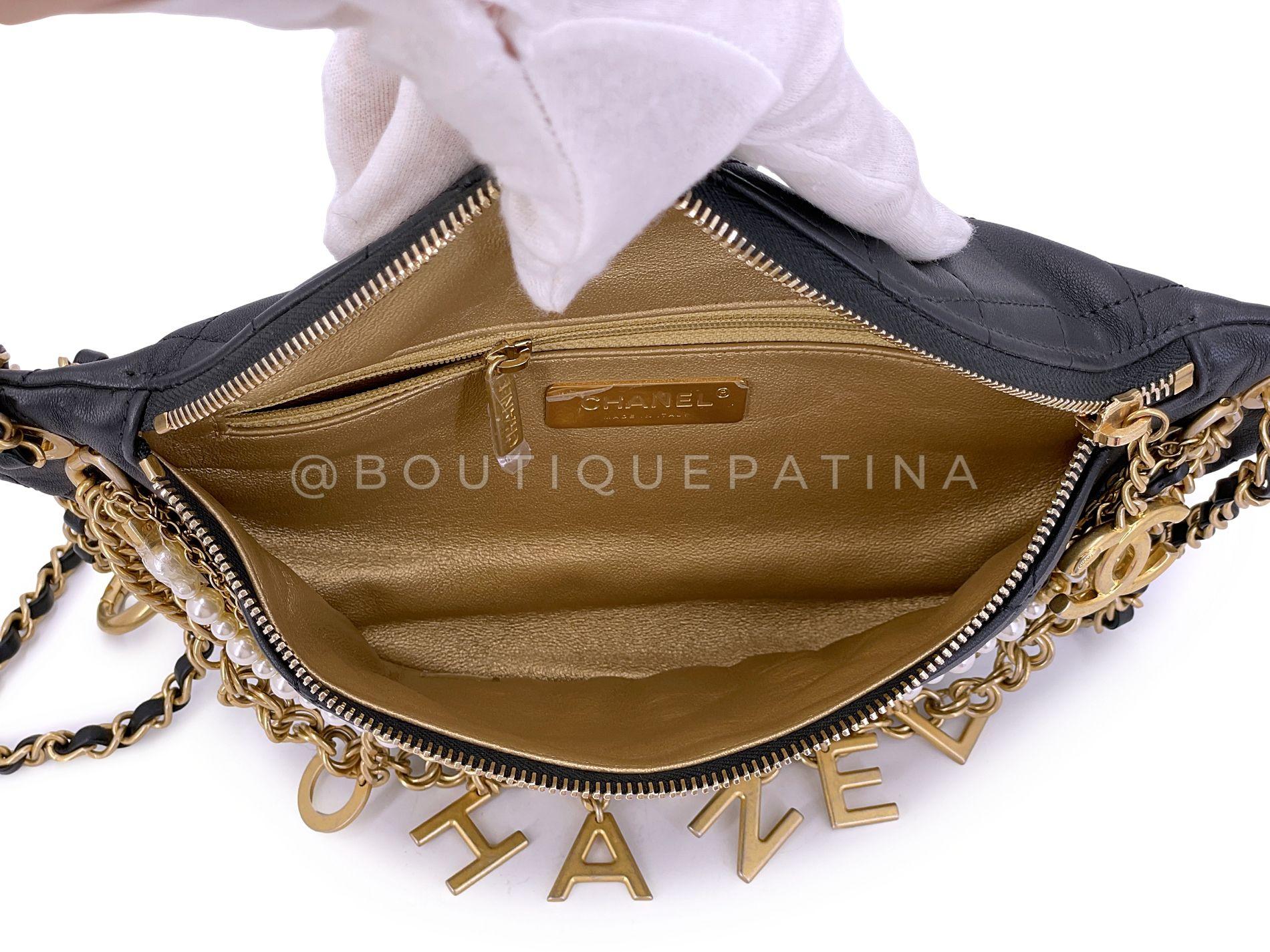 Chanel 19A Nero All About Chains Perla Marsupio GHW Egitto 67635 in vendita 4