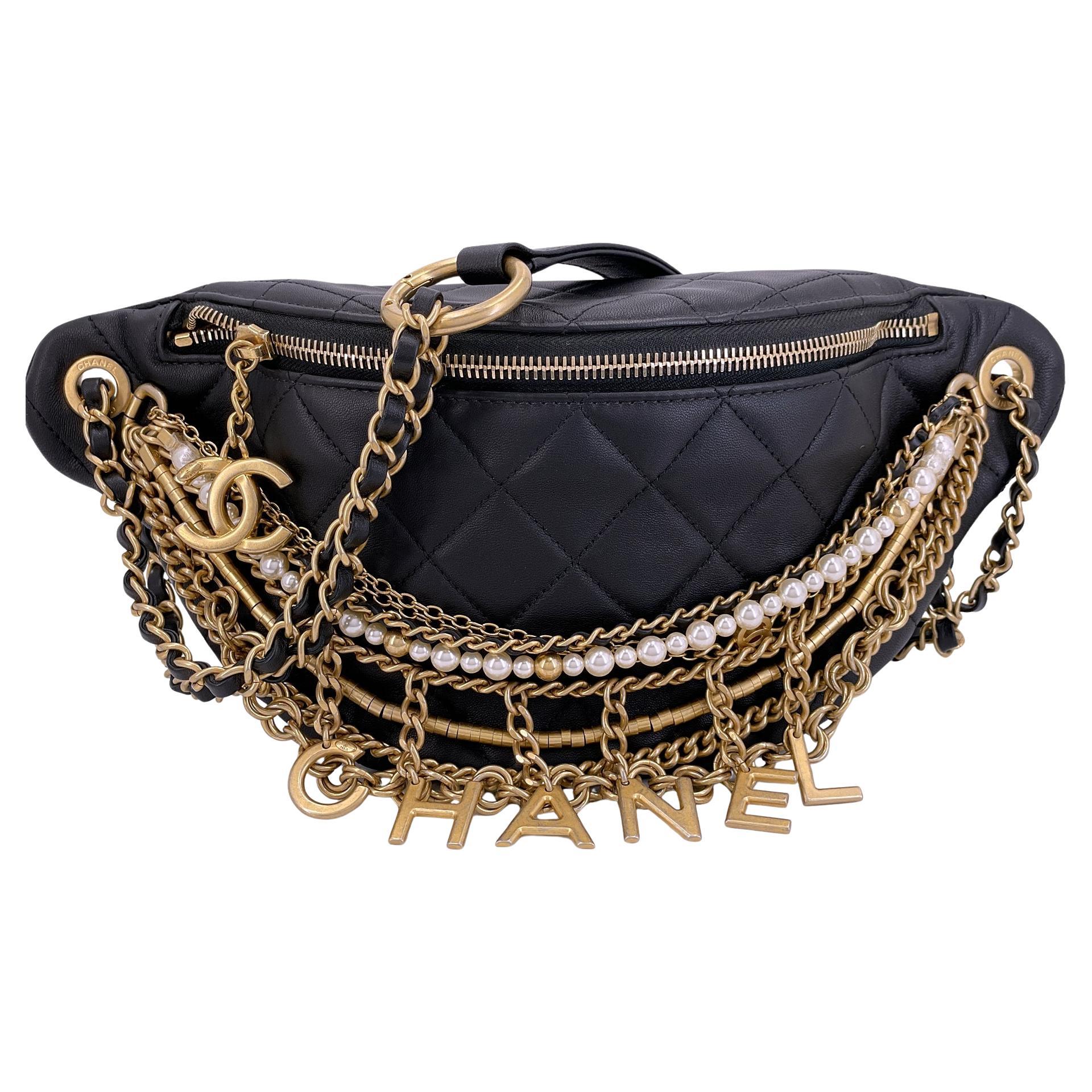 Chanel 19A Nero All About Chains Perla Marsupio GHW Egitto 67635 in vendita