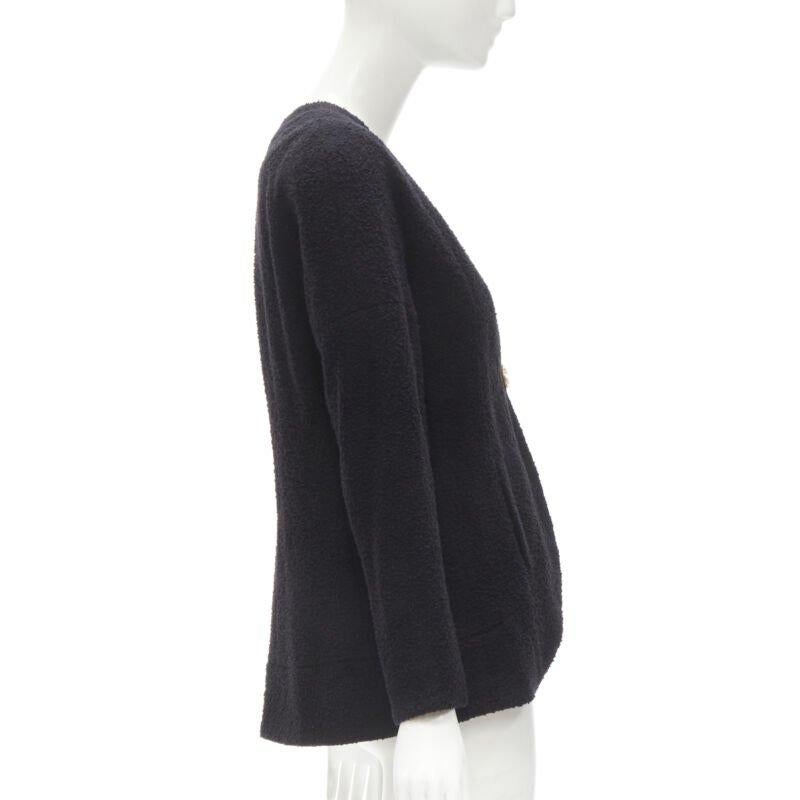 CHANEL 19A black wool boucle gold round shoulder cocoon jacket FR38 M 1