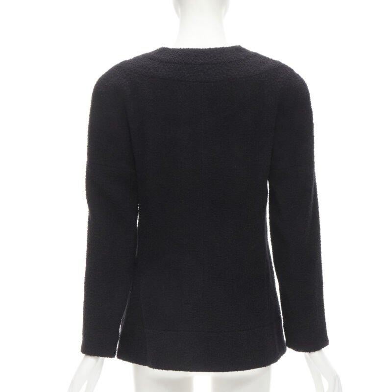 CHANEL 19A black wool boucle gold round shoulder cocoon jacket FR38 M 2