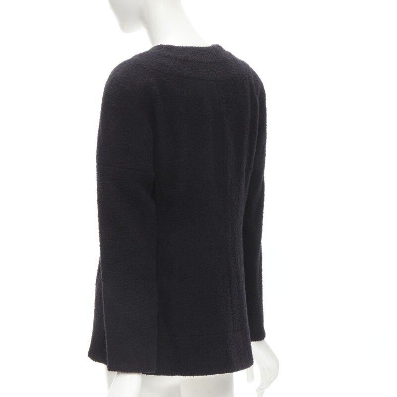 CHANEL 19A black wool boucle gold round shoulder cocoon jacket FR38 M 3