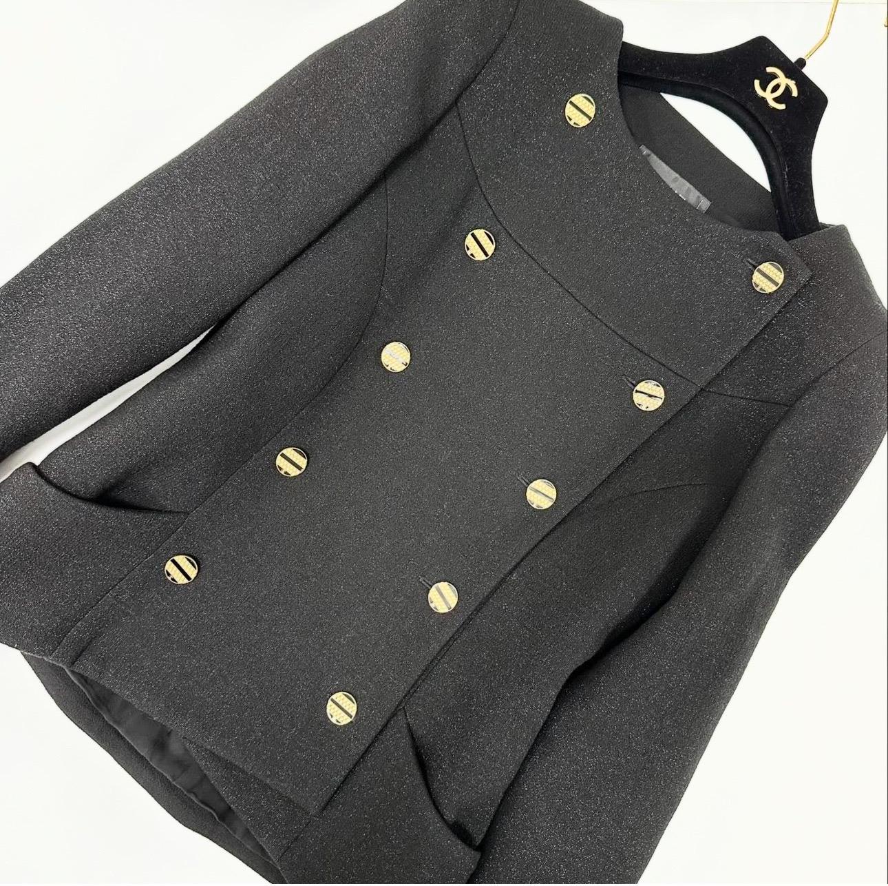 CHANEL 19A Black Wool Jacket Blazer   In New Condition For Sale In Krakow, PL