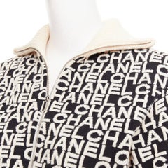 CHANEL 19A Coco Neige embossed monogram jacquard cropped bomber jacket FR34 XS