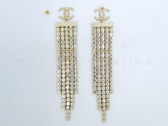 Chanel 19A Egypt Crystal Mesh Rainbow Strass Earrings 5-Row Large 67552