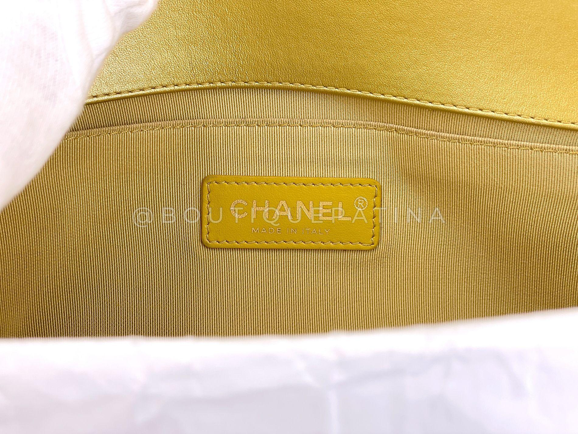Chanel 19A Egypt Gold Crocodile Graffiti Boy Bag Medium GHW Paris-New York 68578 For Sale 8