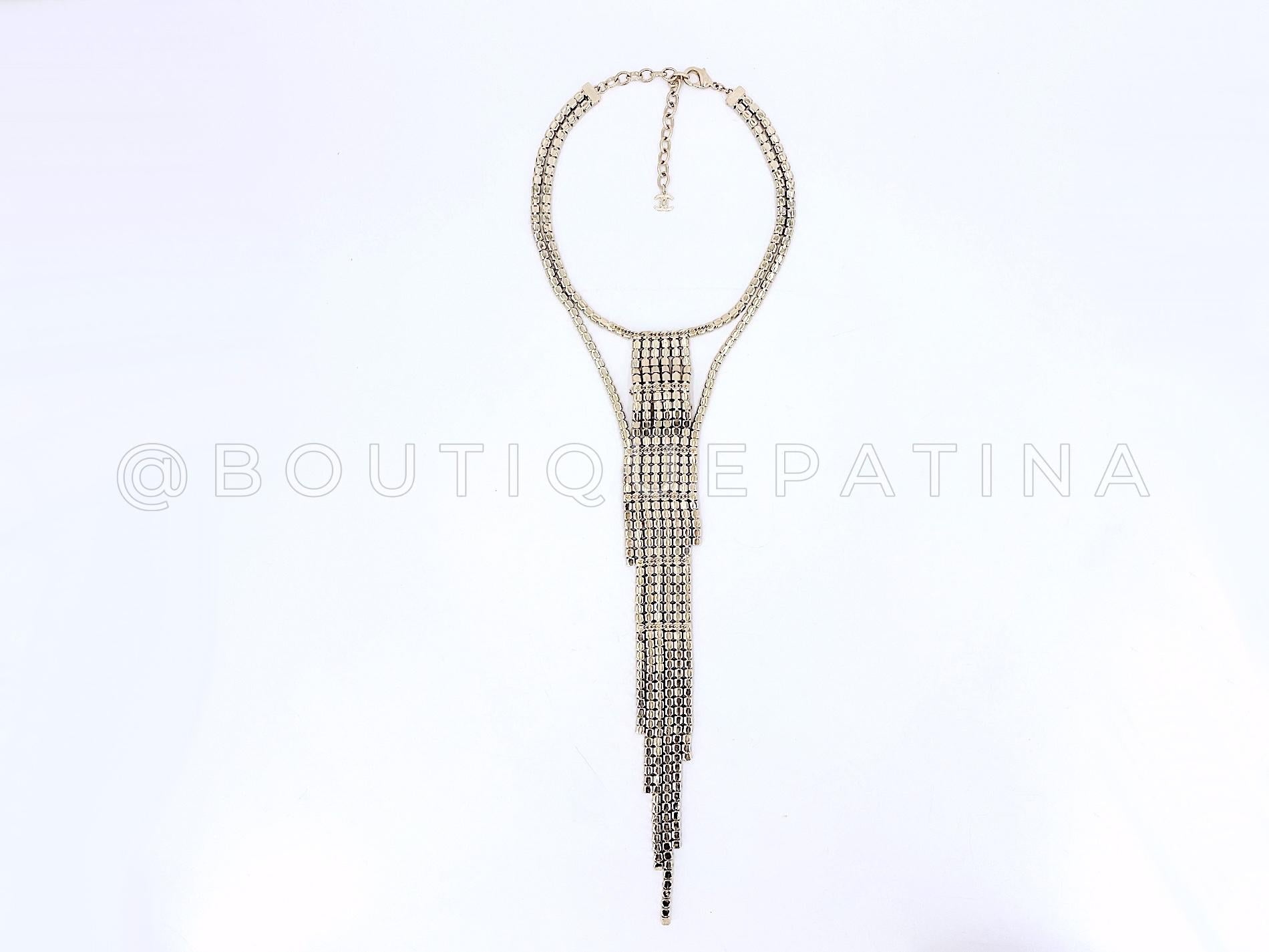 Store item: 67184
Exclusive to Lagerfeld's 19A collection - this is the larger and more limited of the two sizes produced. There were two color ways of this crystal mesh set - this is the 