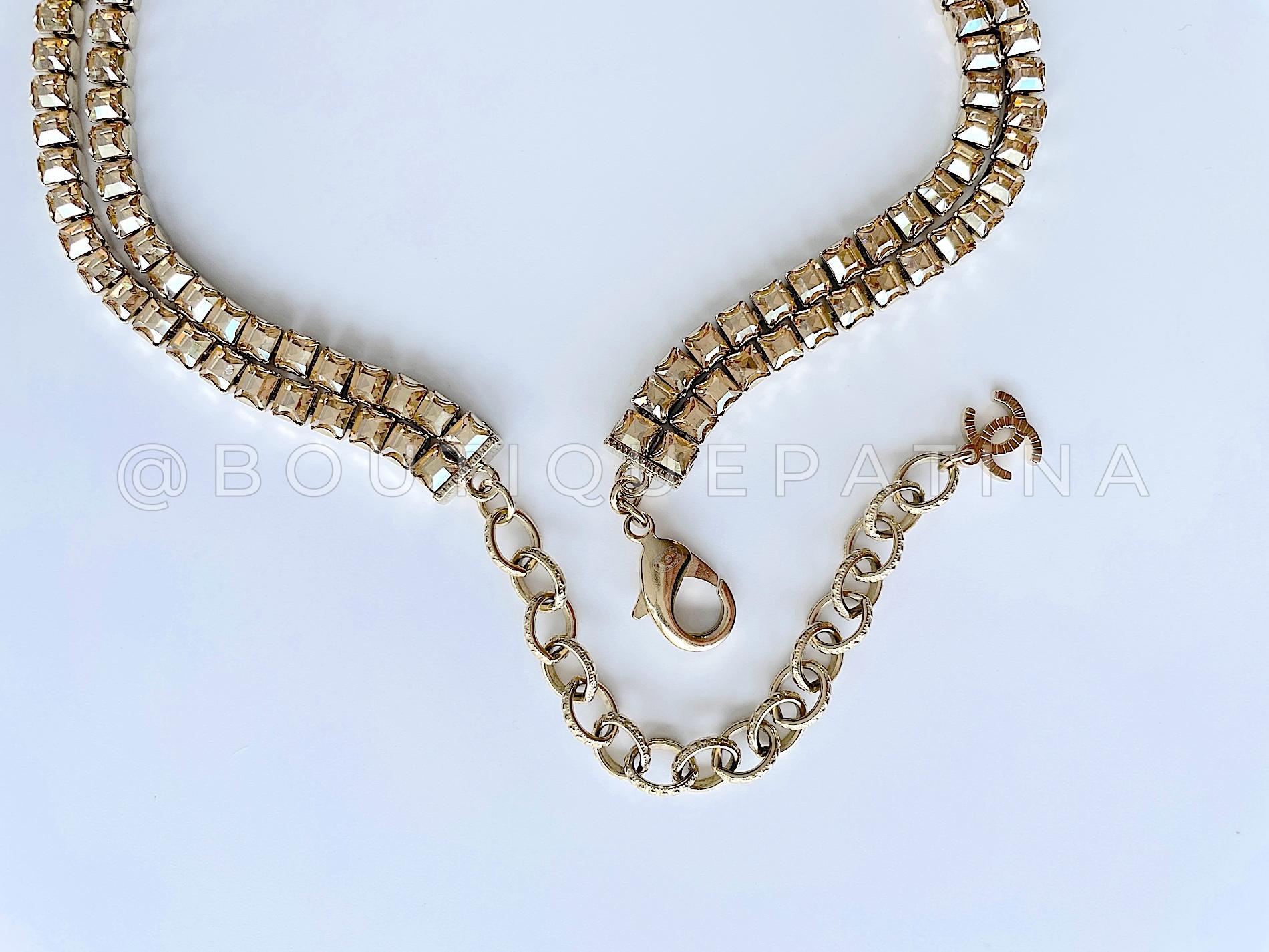 De las mujeres Chanel 19A Egipto Collar Limitado Malla Cristal Arco Iris Strass Grande 67558