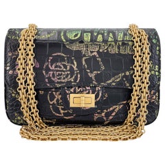 Chanel 19A Egypt Rainbow Graffiti Croc Print Reissue Mini Flap Bag GHW 68450