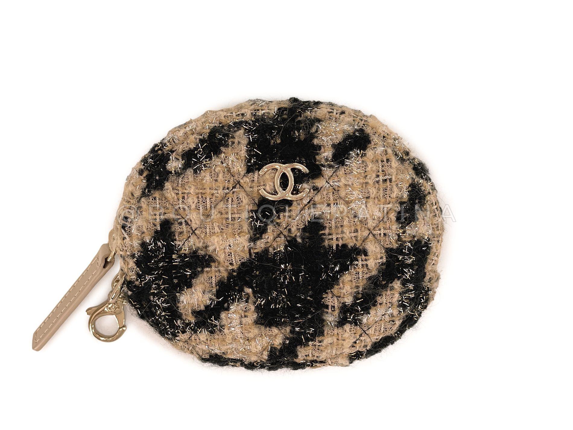 Chanel 19A Houndstooth Tweed Beige Black WOC Wallet on Chain Set Bag 68024 in vendita 8