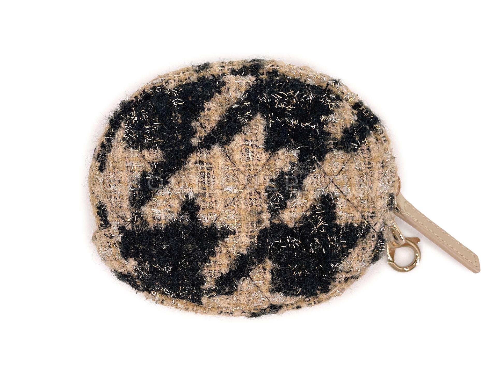 Chanel 19A WOC Brieftasche an Kette Set Bag 68024 aus Tweed mit Hahnentrittmuster in Beige und Schwarz im Angebot 10