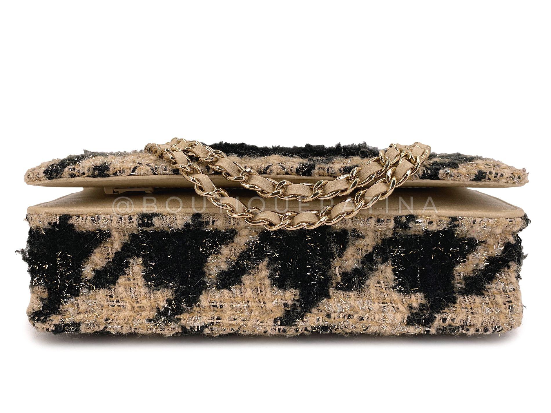 Chanel 19A WOC Brieftasche an Kette Set Bag 68024 aus Tweed mit Hahnentrittmuster in Beige und Schwarz im Angebot 2