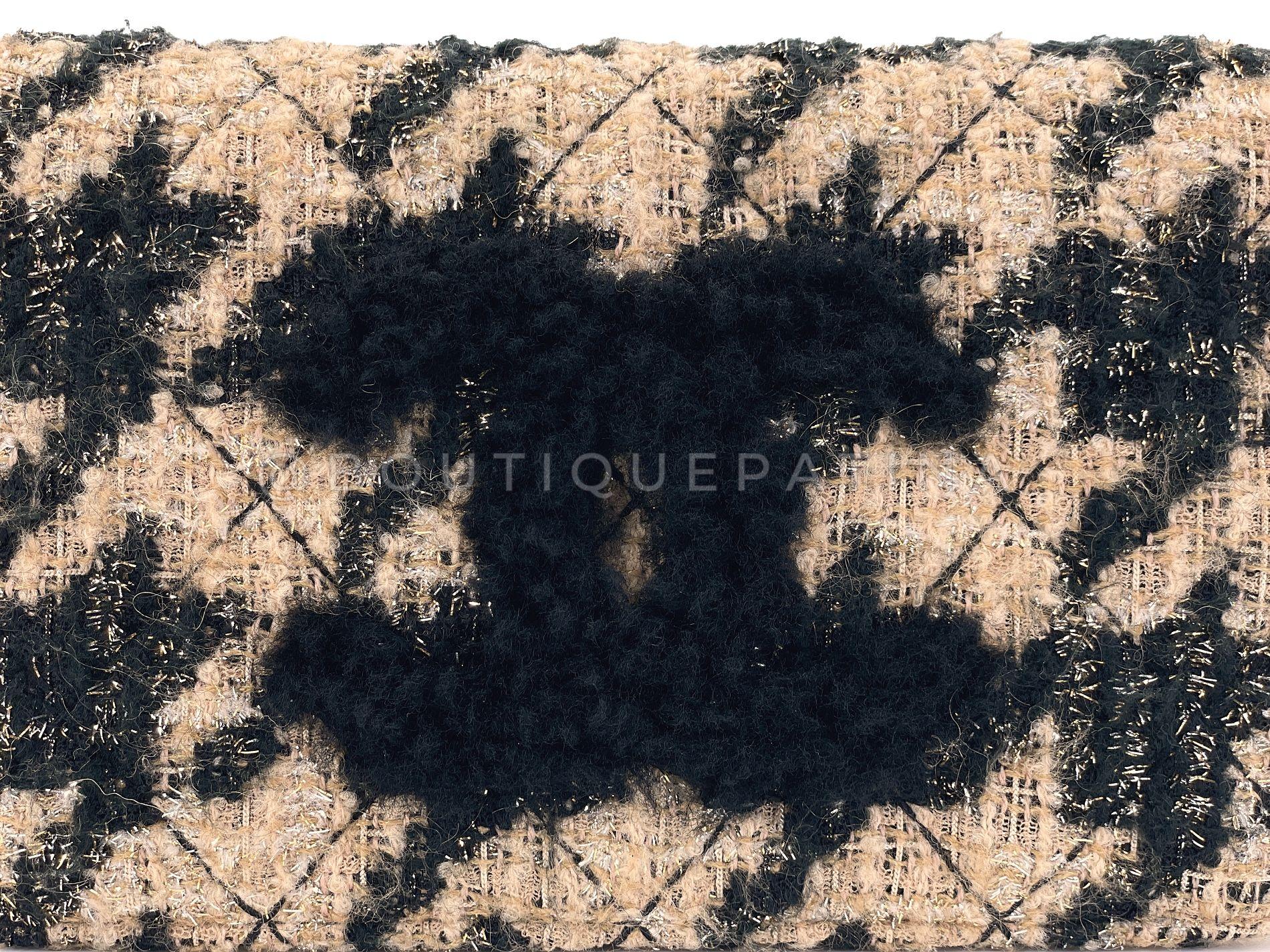 Chanel 19A Houndstooth Tweed Beige Black WOC Wallet on Chain Set Bag 68024 in vendita 3