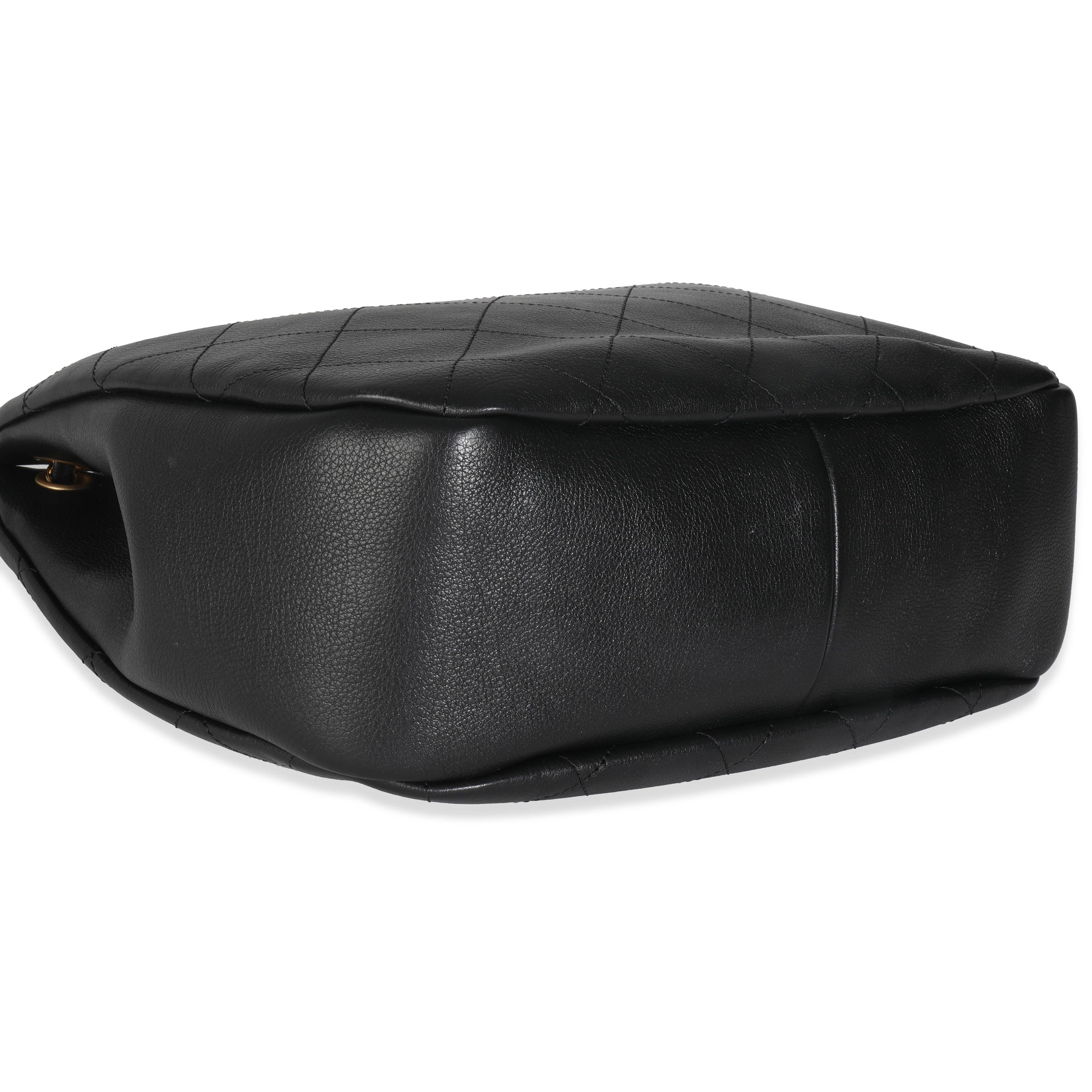 Chanel 19B Black Quilted Lambskin CC Drawstring Hobo For Sale 1