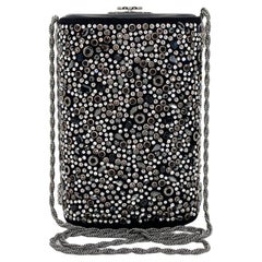 Used Chanel 19B Embellished Crystal Studded Minaudière Evening Clutch Bag 68091