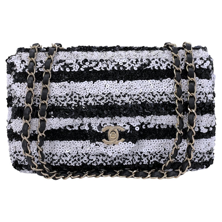 Chanel Black And White Stripe - 16 For Sale on 1stDibs