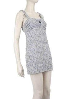 Chanel 19C Blue Tweed La Pausa Crystal Mini Dress Size S
