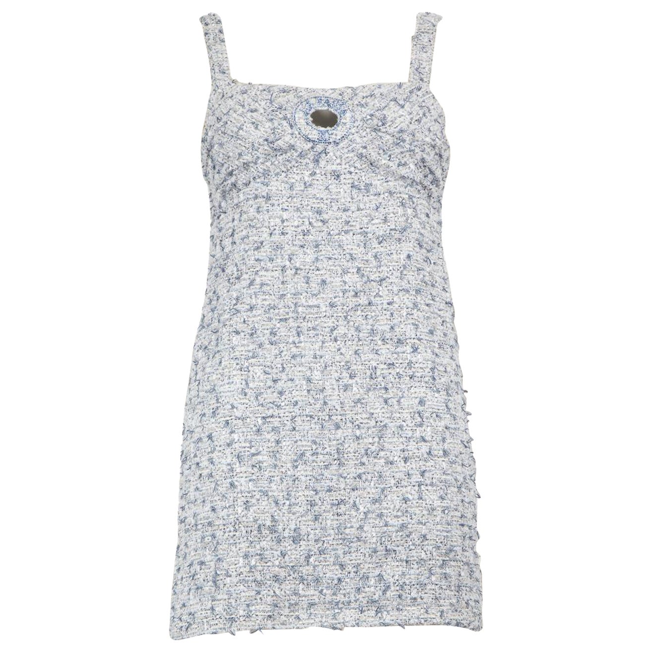Chanel 19C Blue Tweed La Pausa Crystal Mini Dress Size S