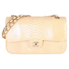 Chanel 19C Metallic Iridescent Pink Python Medium Classic Double Flap Bag