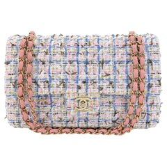 Chanel 19C Pink Tweed Boucle Medium Classic Double Flap Bag GHW 68176