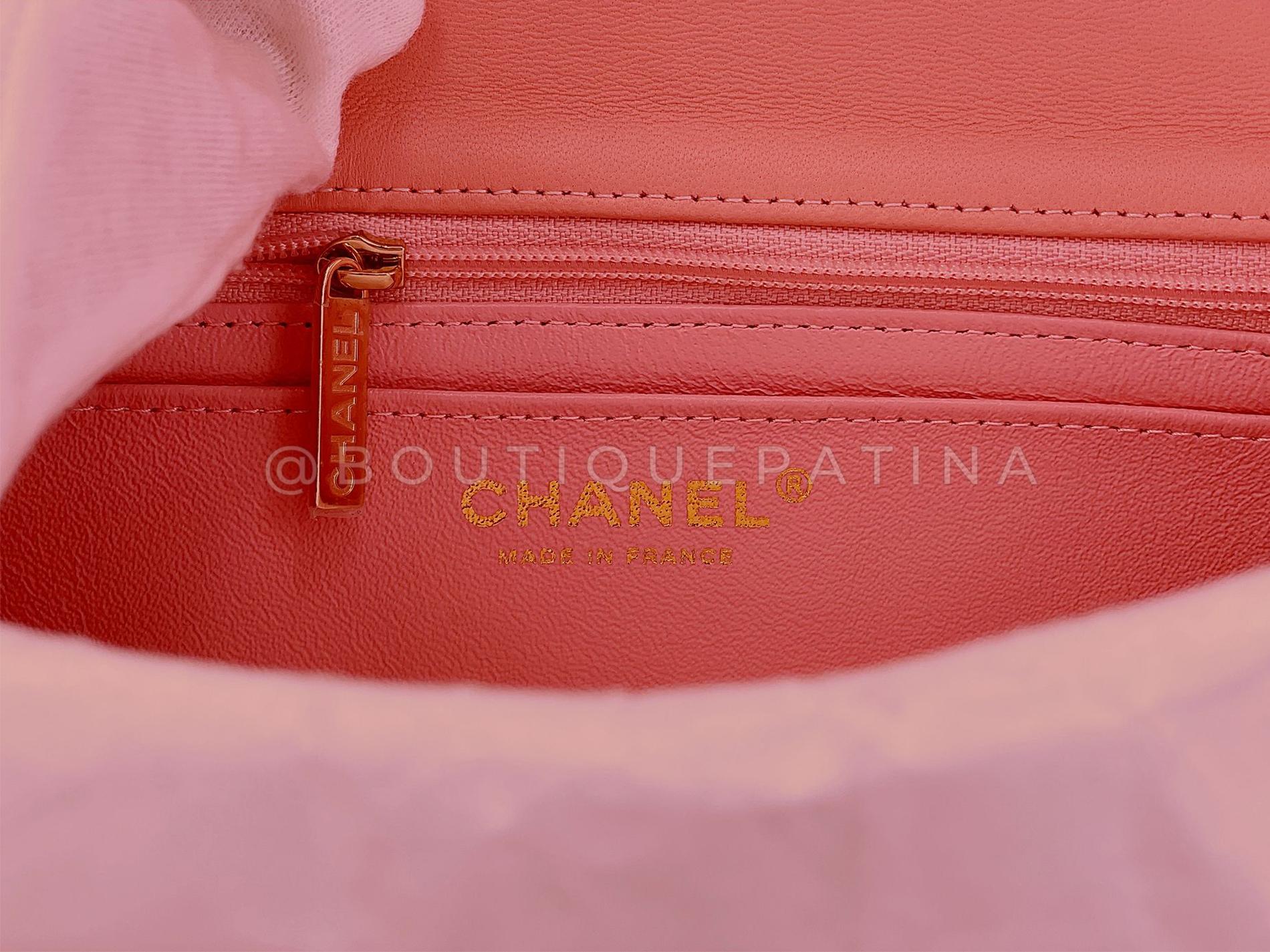 Chanel 19C Pink Tweed Boucle Rectangular Mini Flap Bag GHW 68027 7