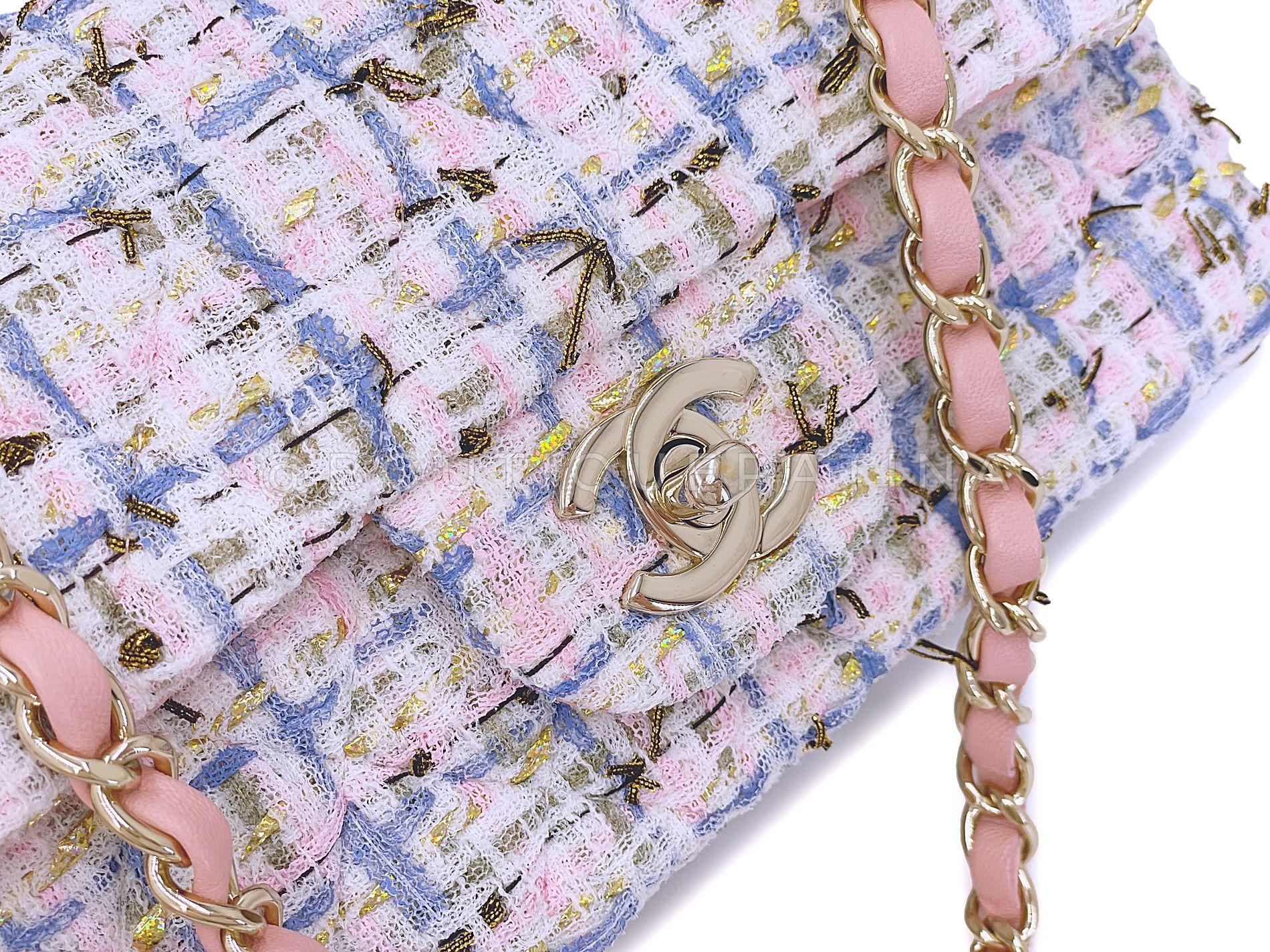 Chanel 19C Pink Tweed Boucle Rectangular Mini Flap Bag GHW 68027 4
