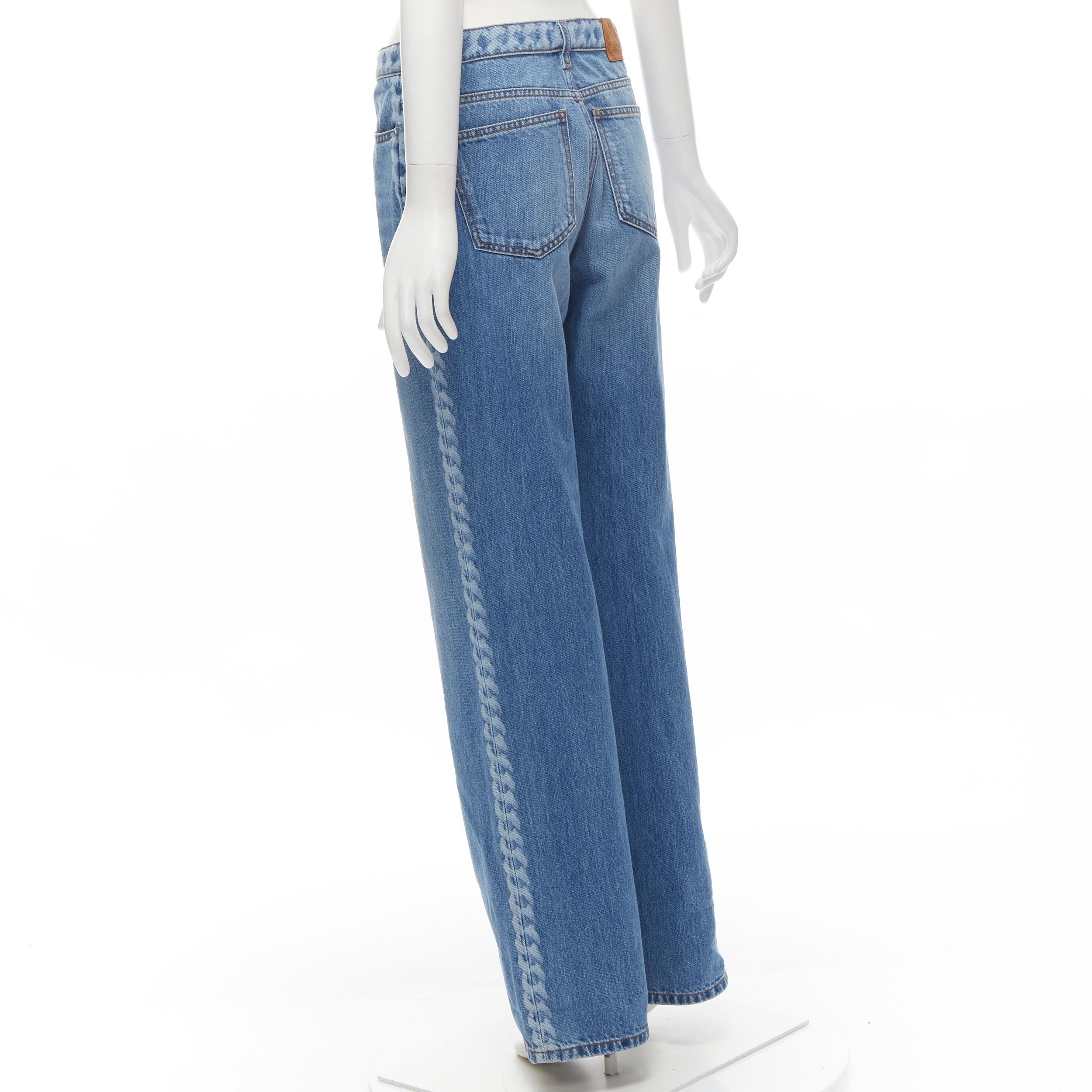 CHANEL 19P blue denim chunky chain washed straight leg jeans FR40 M 2
