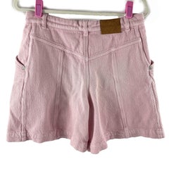 CHANEL 19P CC Logo Belted Long Cotton Textured PInk Shorts 38 US M