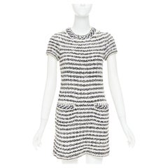 CHANEL 19P Cotton Tweed Chain Trim Mini Dress FR34