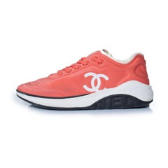 Chanel, 19P pink lycra CC logo low top trainers