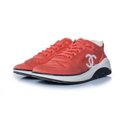 Chanel, 19P pink lycra CC logo low top trainers