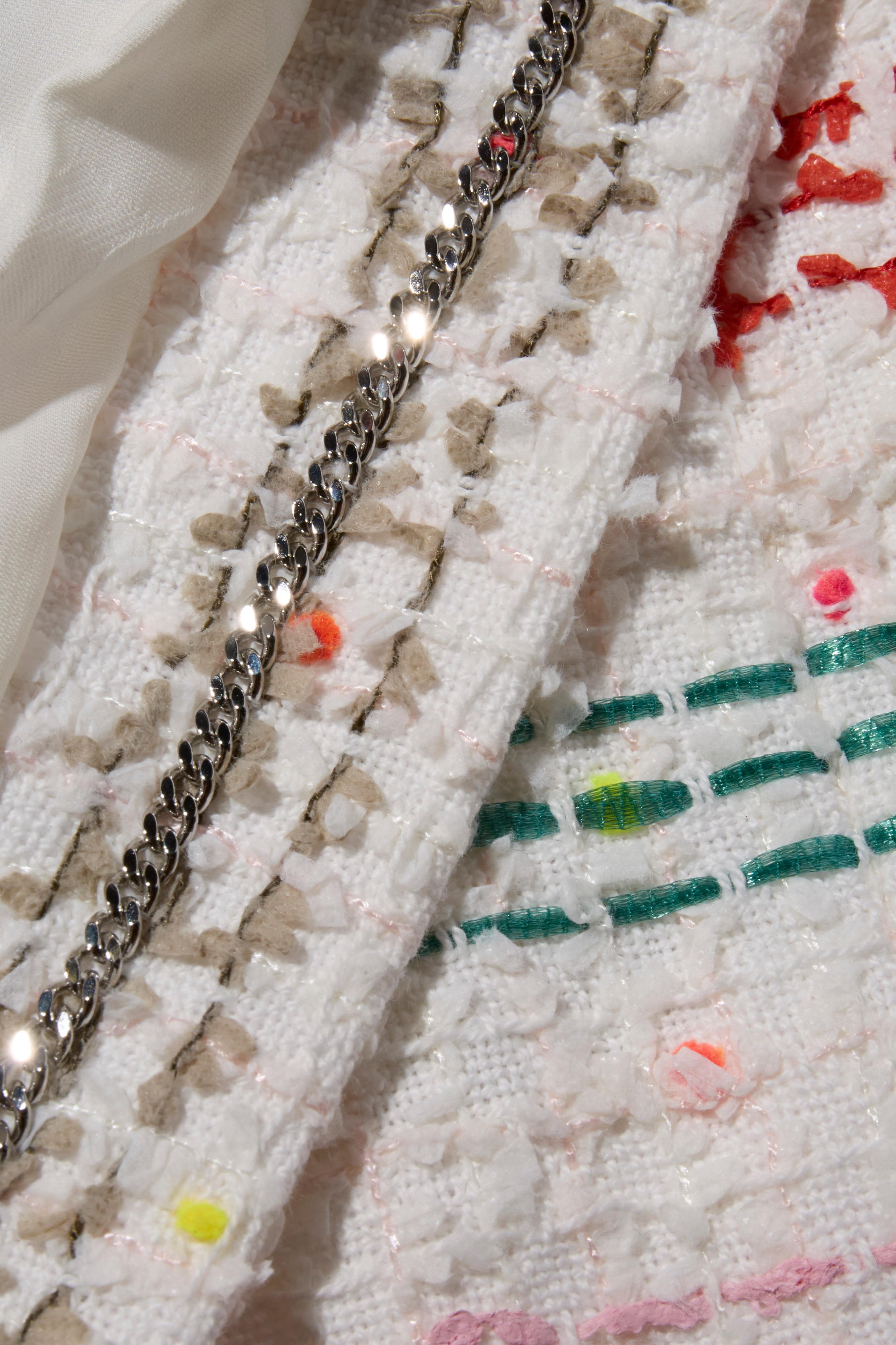 Chanel 19P Spring 2019 Rainbow Stripe Tweed Coat-Dress FR 36 For Sale 4