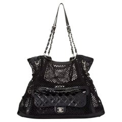 Chanel 2011 Cruise 2 in 1 Cruise Mesh Fishnet Woven Crochet Tote grande